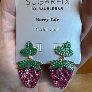 BaubleBar Sugarfix Berry Tale Pink Strawberry Drop Earrings